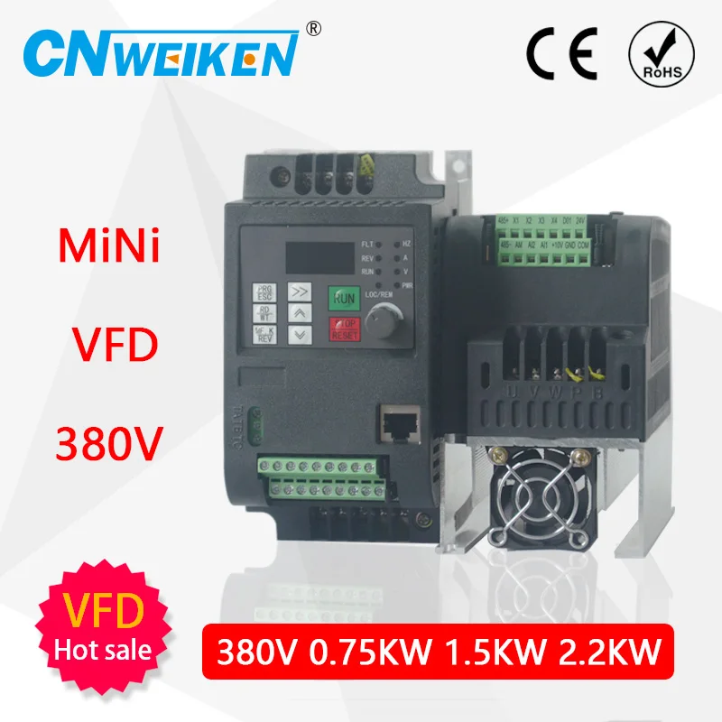 Frequency Converter For Motor 380V 0.75KW/1.5KW/2.2KW/4KW 3 Phase Input And Three Output 50hz/60hz AC Drive VFD Inverter