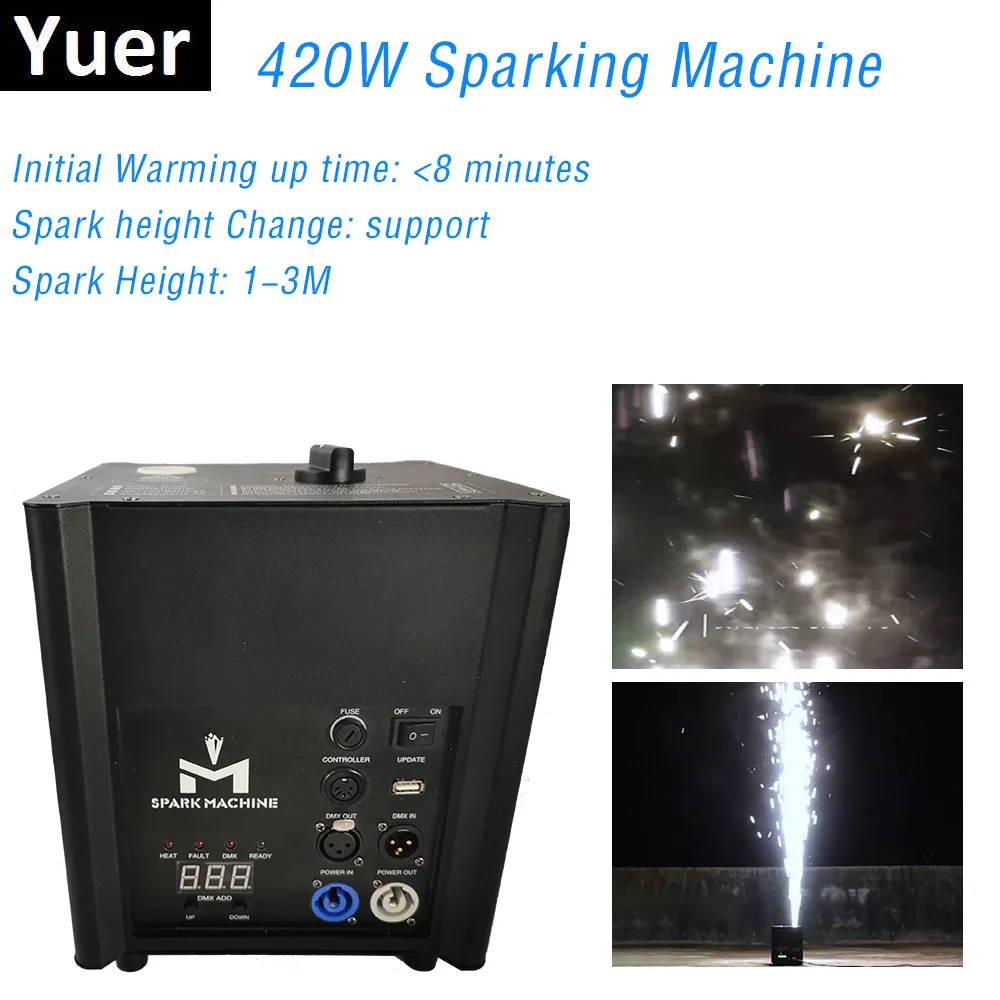 

420W DJ Club Wedding Event Show Firework Machine Cold Spark Fountain Machine Remote DMX Control Stage Effect Titanium Powder