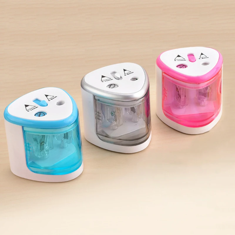 New Hot Electric Pencil Sharpener Portable Double Hole for Student Classroom Home Office SMR88