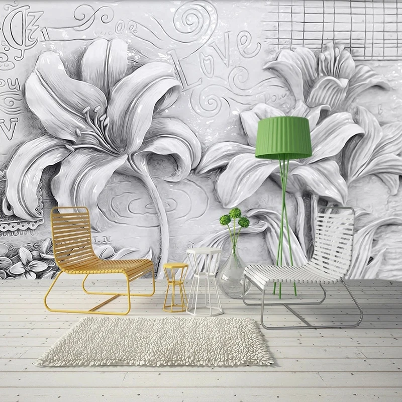 Custom Nordic Modern Beautiful Flowers Wall Cloth Wallpaper Mural Living Room Sofa Background Wall Home Decor Papel De Parede 3D