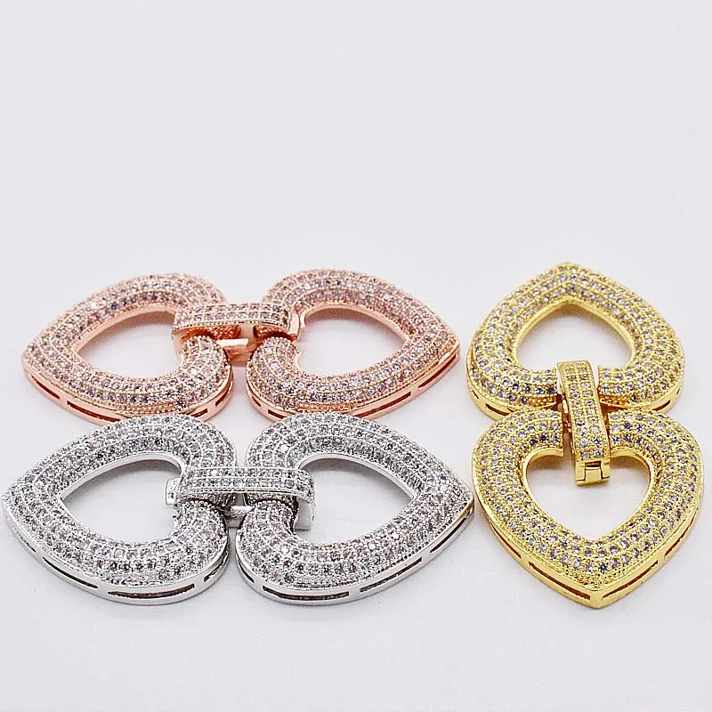 

1piece heart zircon clasps/hooks silver/yellow/rose gold FPPJ FOR DIY Jewelry