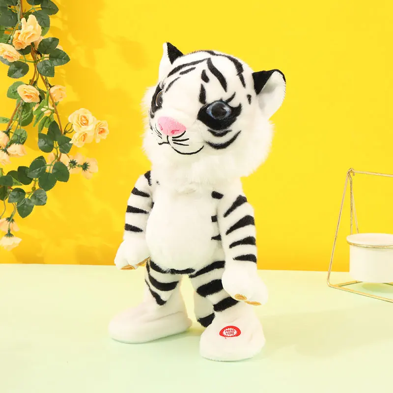 Robot Tiger Toy Dancing Singing Song Electronic Plush Animal Throw Head Electric Music Robotic Tiger Pet For Kids Christmas Gift