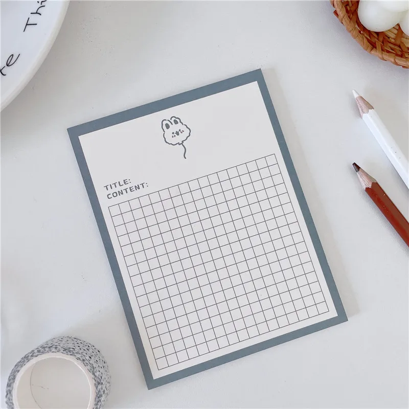 30 Sheets Kawaii Bear Grid Memo Pad Notes Paper Message Daily Weekly Check Planner To Do List Notepad Stationery School Supplies