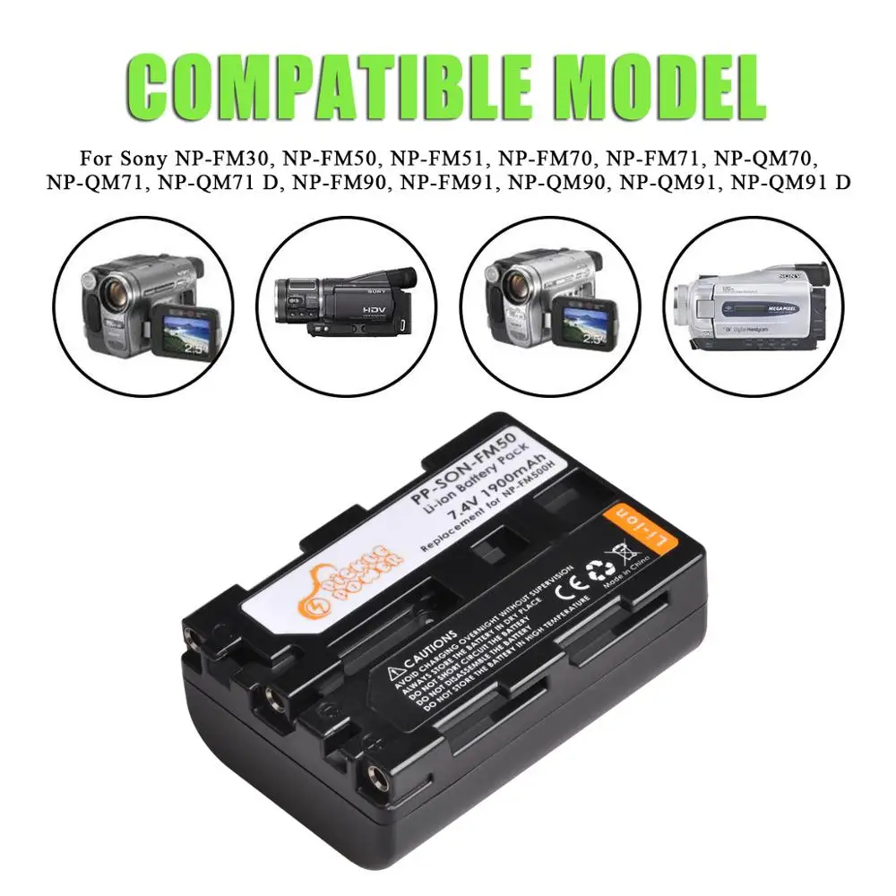 NP-FM50 NPFM50แบตเตอรี่ FM55H แบบคู่ไฟ LED ที่ชาร์จ USB Type C พอร์ตสำหรับ Sony NP-FM51 NP-FM30 NP-FM55H DCR-PC101ชุด A100 DSLR-A10