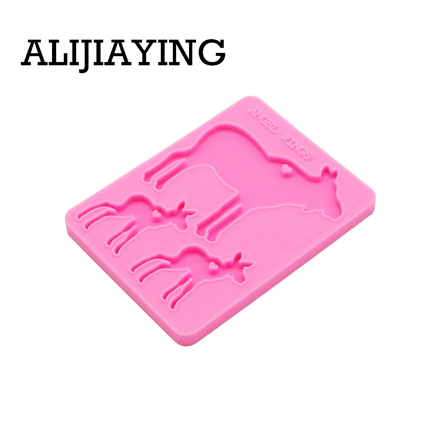 DY0127 shiny Christmas reindeer family mama/baby silicone mold DIY moose deer craft keyring pendant for girl jewelry keychains