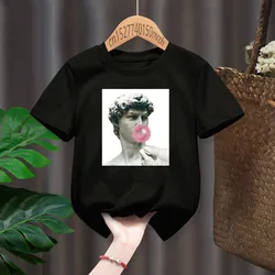 David Sculpture Art Print Red Kid T-shirts Children Baby Black Harajuku Kawaii Clothes Boy Girl Tops Gift Present ,Drop Ship