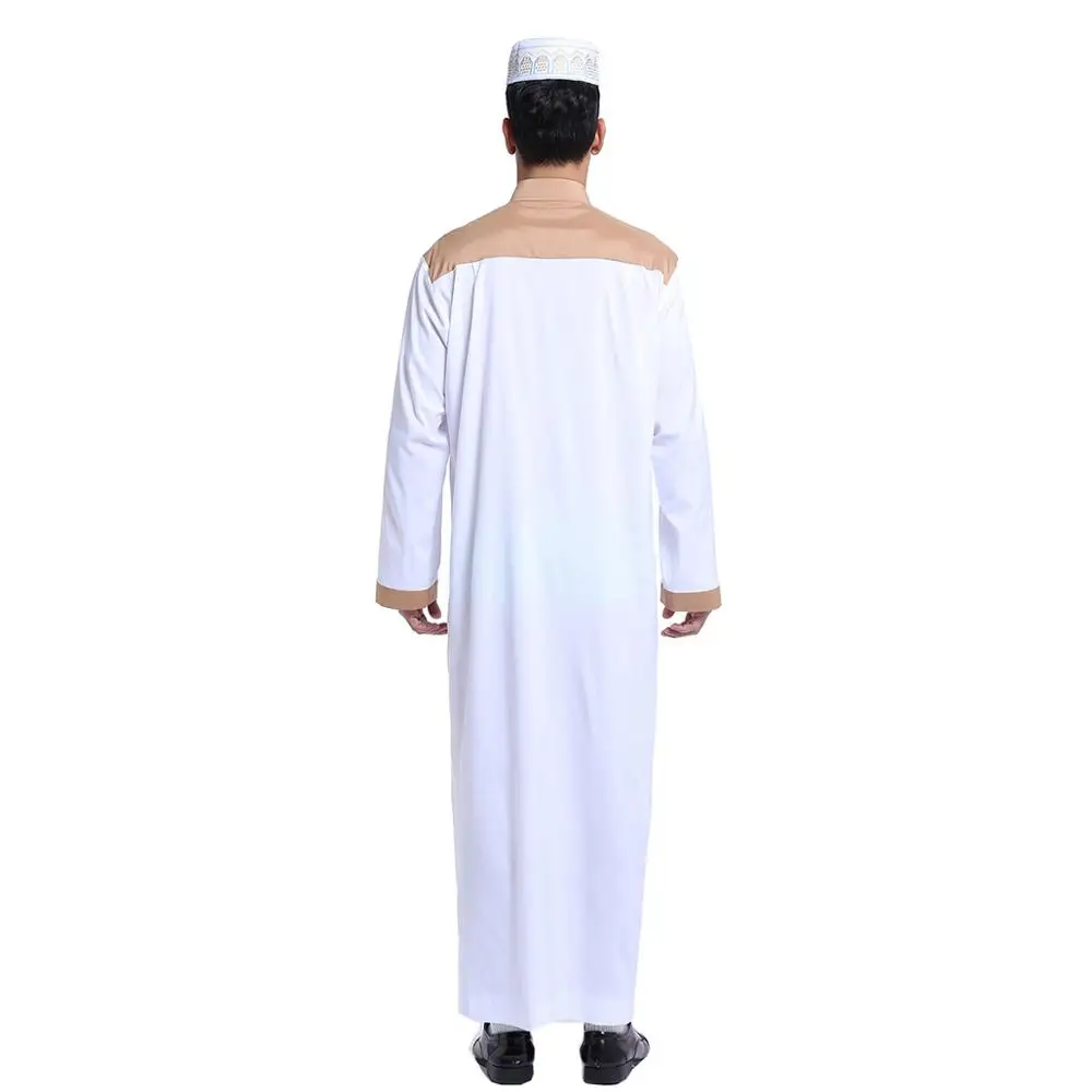 Hanyimidoo Muslim Abaya for Men Jubba Thobe Middle East Long Robes Kaftan Arab Dubai Adult Long sleeve Islamic Clothing