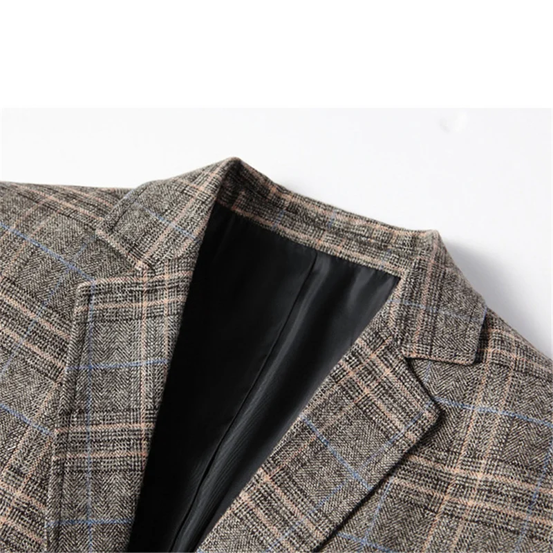 FGKKS New Spring Autumn Blazers Men Slim Fit British Plaid Formal Suit Jacket Party Wedding Business Casual Blazers Male