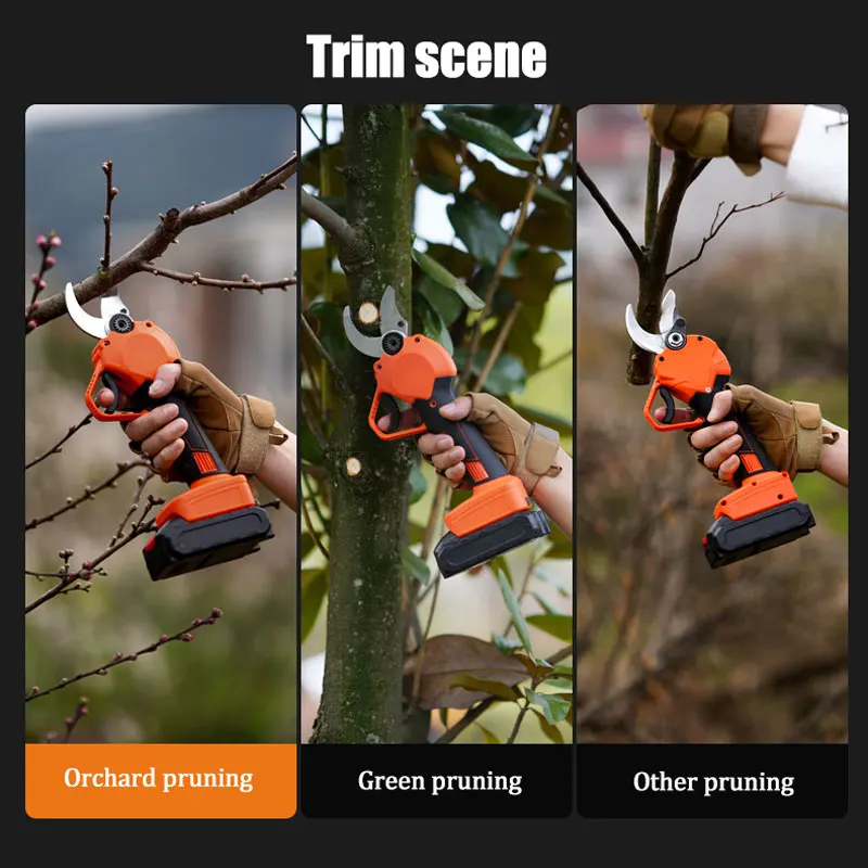Rechargeable Cordless Electric Pruning Shears Fruit Tree Branch Pruner Lithium Battery Scissors Garden Cutter Tool