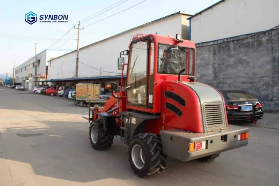 SYNBON Mini Wheel Loader With  Pallet Fork  Front Shovel Agriculture Farm Garden Loader  0. 8ton