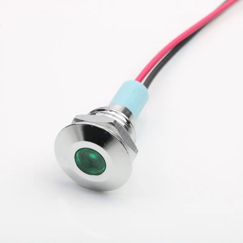 1 قطعة 10 مللي متر شقة رئيس LED مؤشر معدني ضوء 10 مللي متر مصباح إشارة مقاوم للماء 6 فولت 12 فولت 24 فولت 220 فولت مع سلك أحمر أصفر أزرق أخضر أبيض