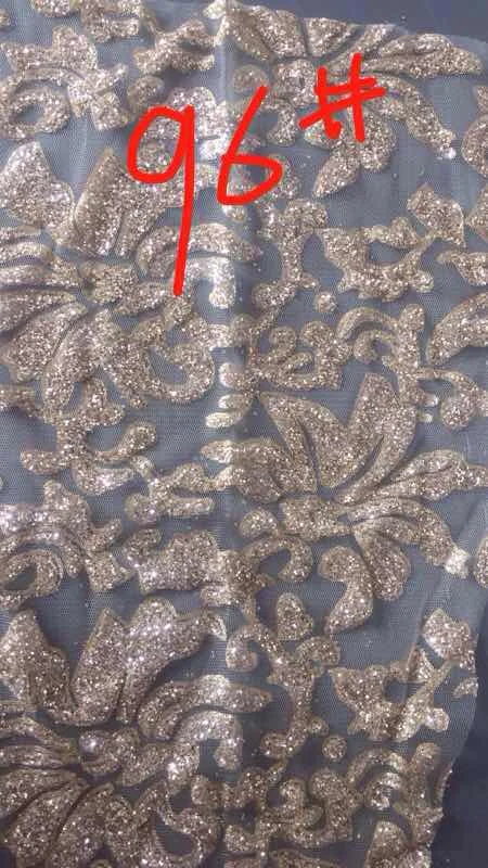 Sparker Hand Print Glued Glitter Powder Tulle Mesh Lace Fabric for Sawing/ Evening Dress/Stage