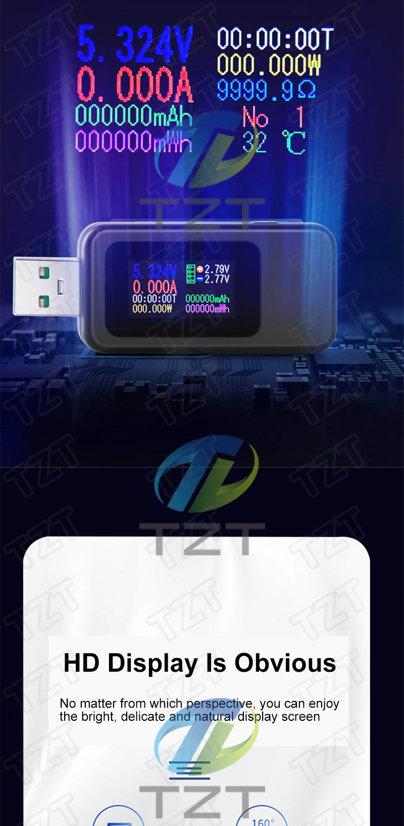 10-in-1-USB-Tester DC Digital Voltmeter Amperimetro Strom Spannung Meter Amp Volt Amperemeter Detektor Power Bank Ladegerät Anzeige – Detail 5