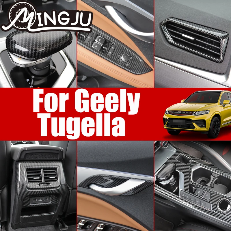 

Car Styling Center Console Gear Shift Frame Cover Trim Door Audio Speaker Frame Decoration For Geely Tugella 2019 2020 2021