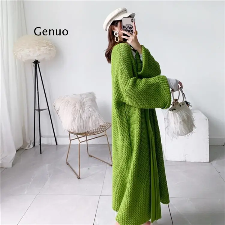 Casual Cardigans Long Sweater Women Long Sleeve Knit Cardigan Oversized Solid Loose Cardigan Coat Women Korean Winter