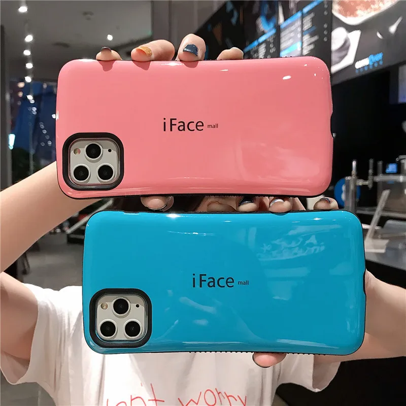 iFace Mall Glossy Phone Case For iPhone 15 14 13 Pro 12 mini 11 Pro X XR XS Max 7 8 Plus Hard PC Protective Back Cover Fundas