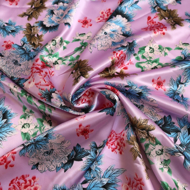 1 meter X 1.48 meter Vintage Flower Satin Fabric Lining Dolls Diy Handmade Kimono Pattern