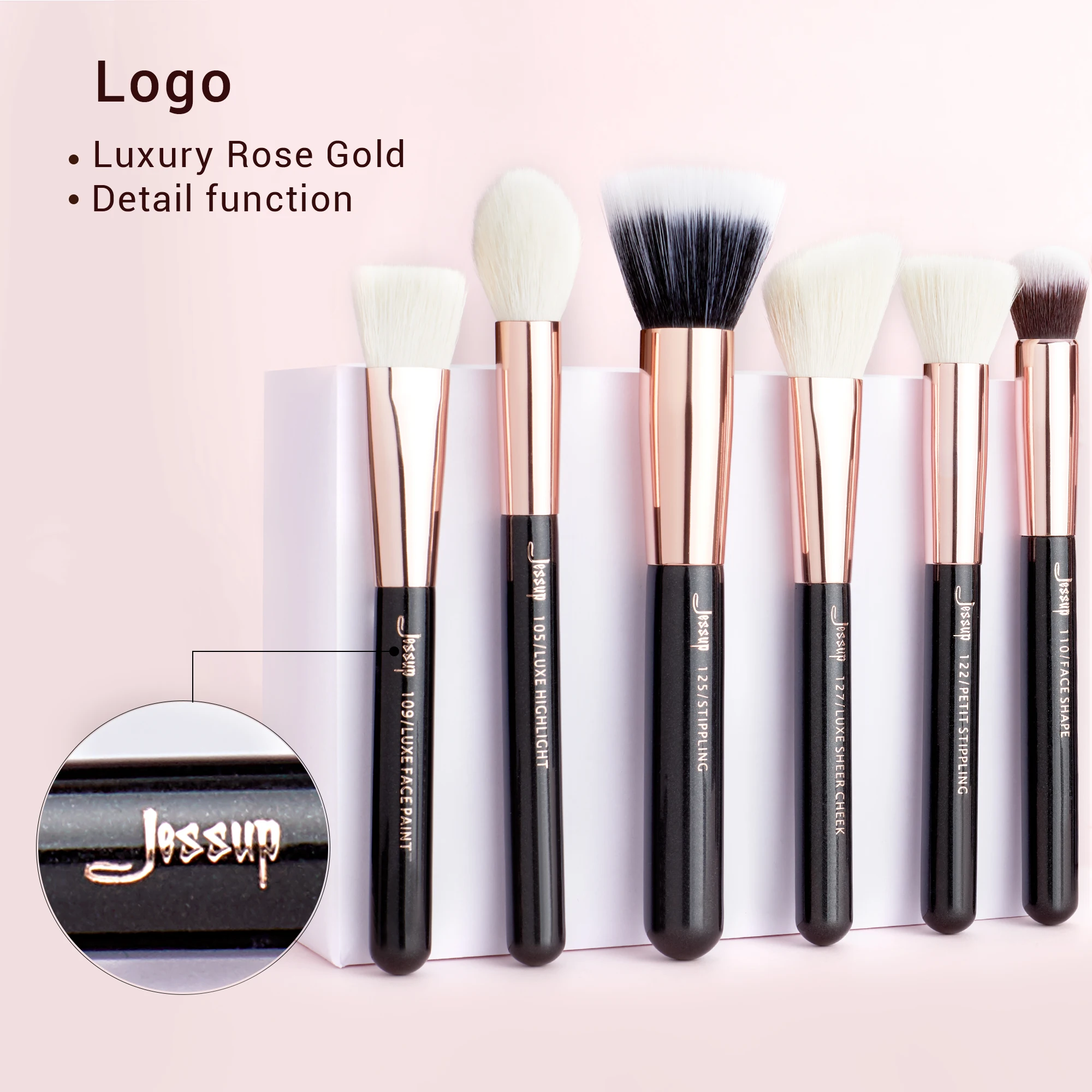 Jessup Makeup Brushes Kit 10-25pcs Black/Rose Gold Powder Foundation Eyeshadow Line Highlighter Concealer Blender Cosmetic Set