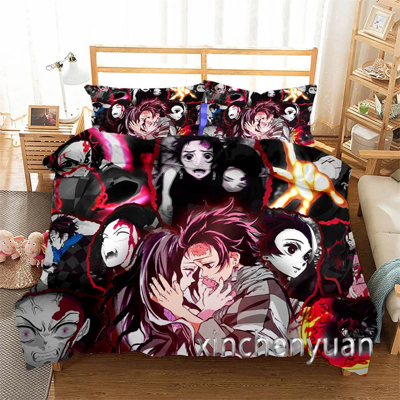 Demon Slayer Kimetsu No Yaiba 3D Printed Cover Set Twin Full Queen King Size Bedding Set Bed Linens Bedclothes for Young K116