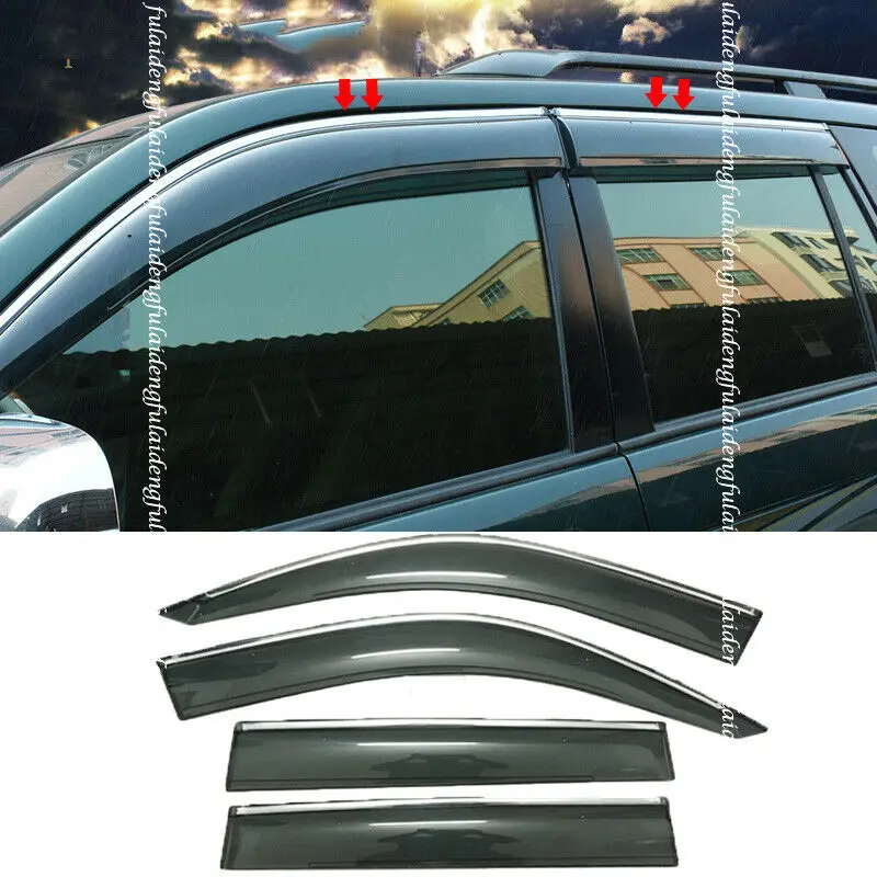 

For Toyota Prado FJ/LC120 2003-2009 Window Shield Sun Rain Visor W/ Chrome Trim