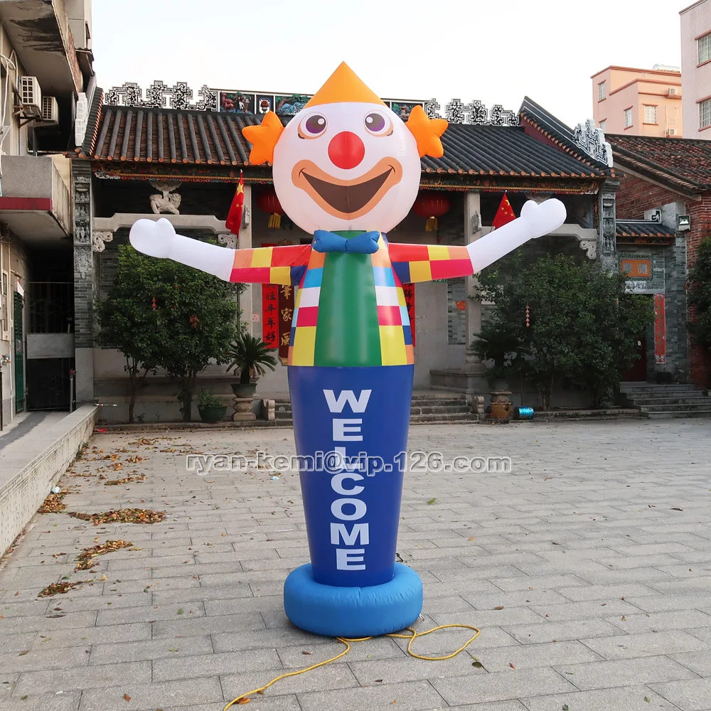 3m Clown Inflatable Sky Air Dancer Waving Hand Character Figure Balloon For Restaurant Advertising Promotion With Custom Logo