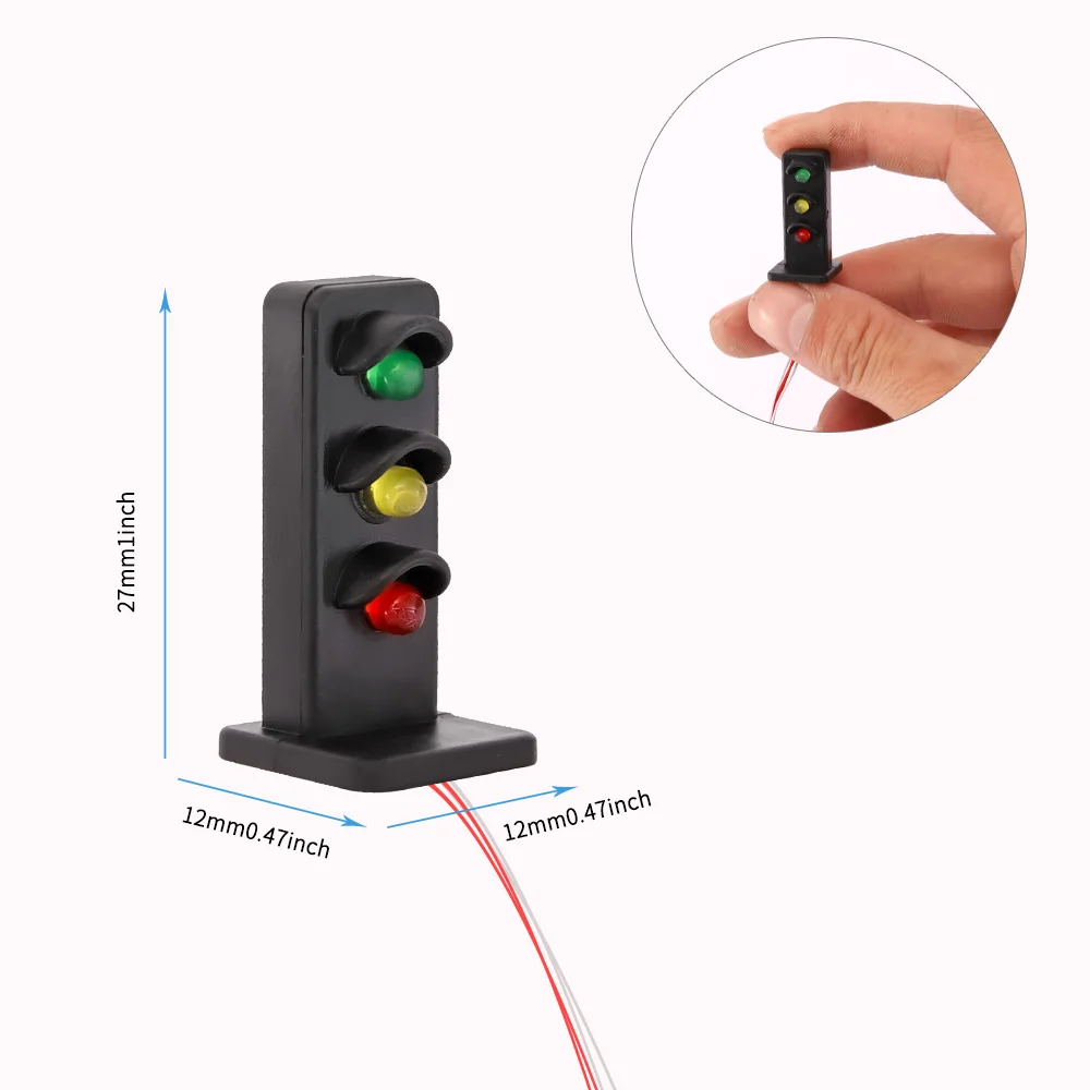 DIY HO 1:87 Scale Railway Traffic Light Signal Model Lamp 3V Model Making Sand Table Architecture Building Layout Railroad Scene