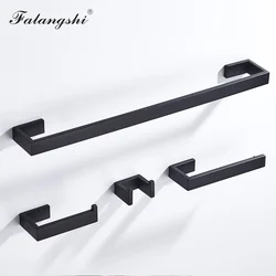 Juego de accesorios de baño de acero inoxidable 304, ganchos negros para bata, soporte para papel higiénico, barra para toallero, accesorios para baño WB8856