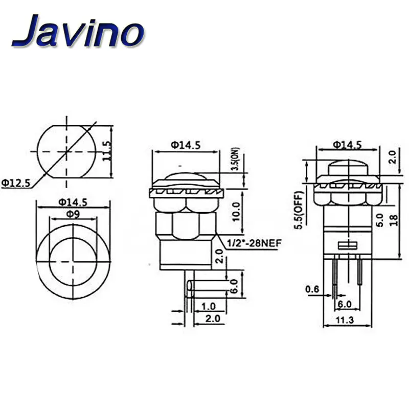 opening：12mm Self-locking / moment Latching Push Button Switch