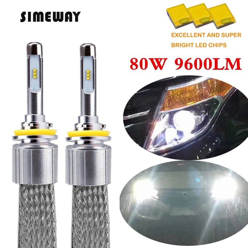 2 Buah Lampu Mobil H4 9005 HB3 Lampu Depan LED Putih 6000K H7 H1 H3 9012 HIR2 H27 880 881 9006 Auto Bohlam Lampu Depan LED 10000LM Kabut Lampu