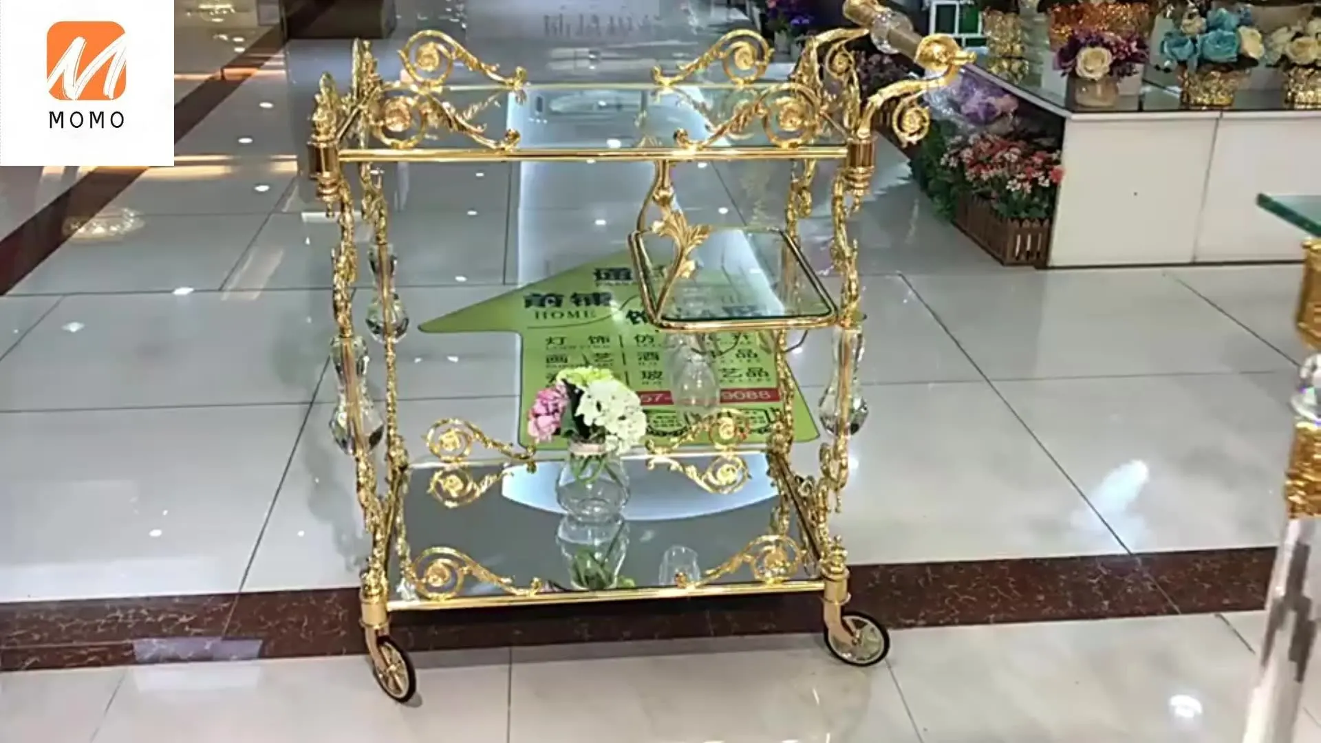 Carrito europeo de lujo para restaurante, carrito dorado brillante para Hotel, decoración elegante para bodas, gran oferta, 2021