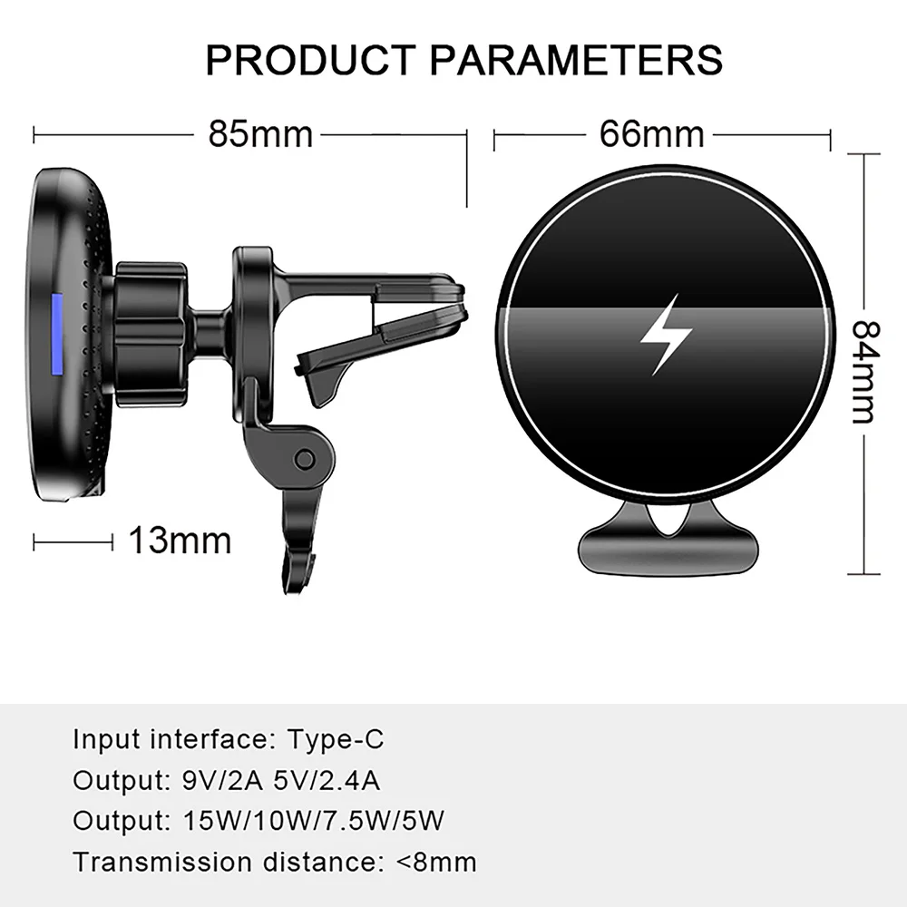 15W หนีบแม่เหล็กไร้สายสำหรับ iPhone 13 12 Pro Max Mini Air Vent ผู้ถือโทรศัพท์มือถือ Bracket fast Charging