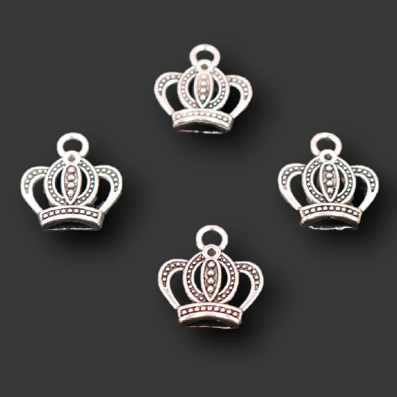 30pcs Silver Plated Crown Pendants Retro Bracelet Earring Metal Accessories DIY Charms Jewelry Making 17*17mm A1432