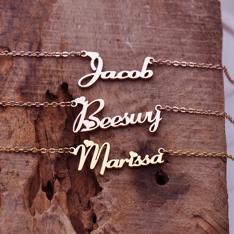 Jimena collar con nombre personalizado, colgante de placa de identificación de acero inoxidable dorado para mujeres, niñas, cumpleaños, boda, Navidad, regalo para madre