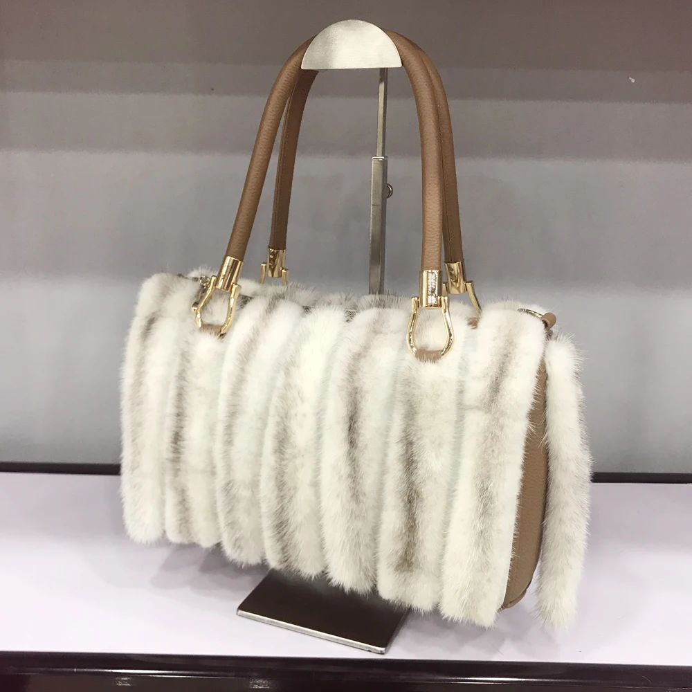 Fur Bag Women Natural Mink Fur Handbag Ladies Winter Warm Crossbody Bags Famous Brand Large Capacity Shoudler Clutch New