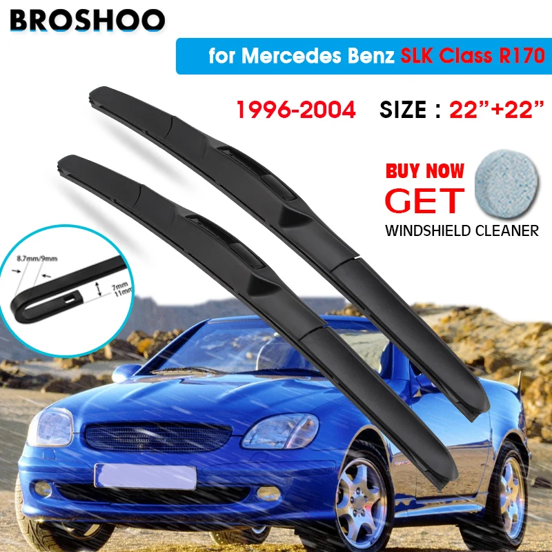 

Car Wiper Blade For Mercedes SLK Class R170 22"+22" 1996-2004 Auto Windscreen Windshield Wipers Window Wash Fit U Hook Arms