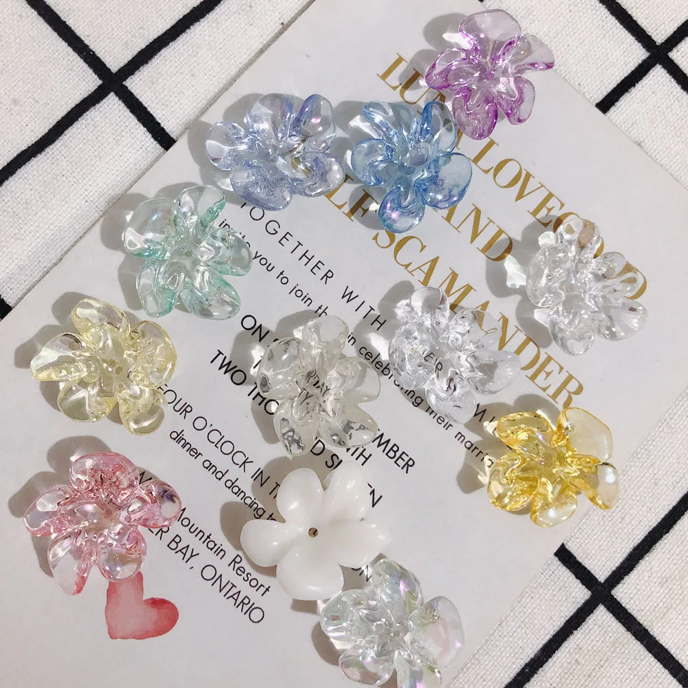 Summer mini glass sense color transparent resin small flowers DIY handmade jewelry earrings earrings accessories materials 10pcs