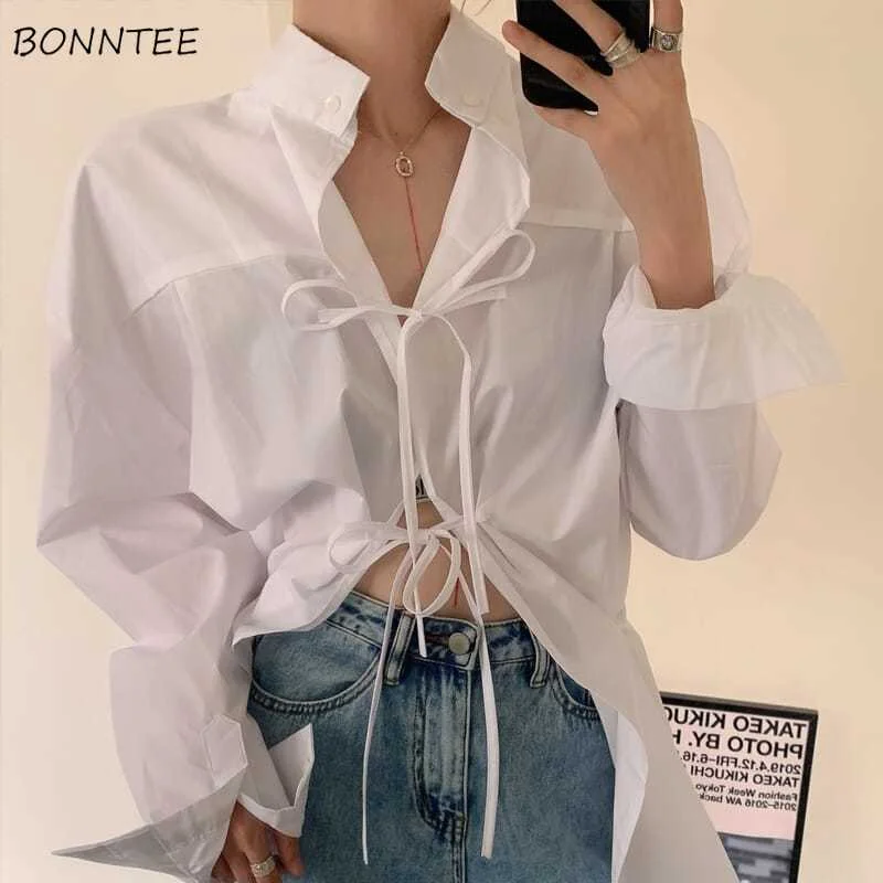 Shirts Women Long Sleeve Solid Spring Office Lady Back Slit Design BF Style Streetwear Vintage All-match Lesiure Femme Clothing