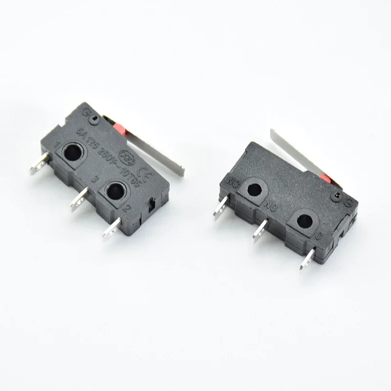 5Pcs Mini Micro Limit Switch NO NC 3 Pins PCB Terminals SPDT 5A 125V 250V  Roller  lever Snap Action Push Microswitches