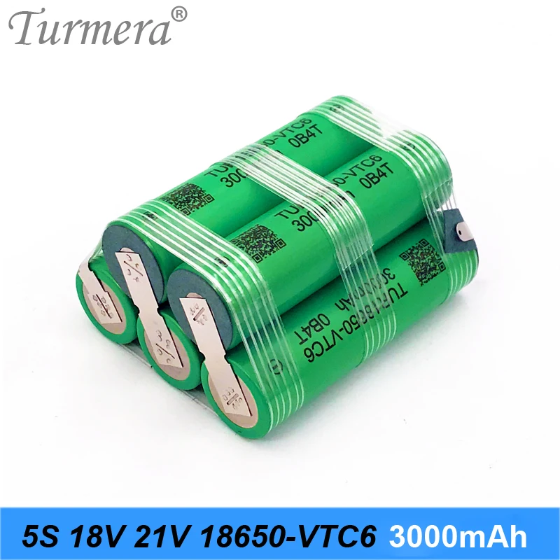 TUR18650VTC6 30A 18650 pack battery 5s 18V 21V 3000mah VTC6 Battery Pack for Screwdriver Batteries or Air Drone Use Customize