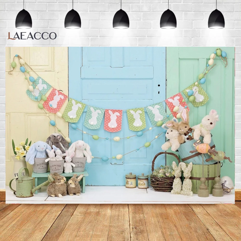 Rural Farm Old House Easter Rabbit Festivals Basket Eggs Flowers Party Child Photographic Backdrop Photo Background Photo Studio