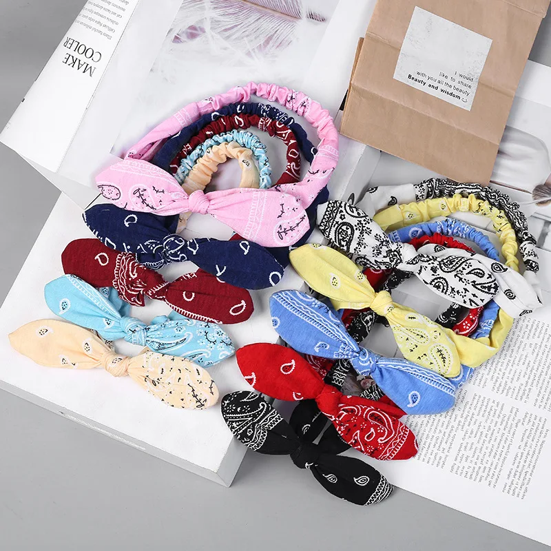 Fashion Rabbit Ears Iron Wire Hair Hoop For Women Turban Hairband Scrunchie Women Girls Bow Headband Hair Head Band Accessories