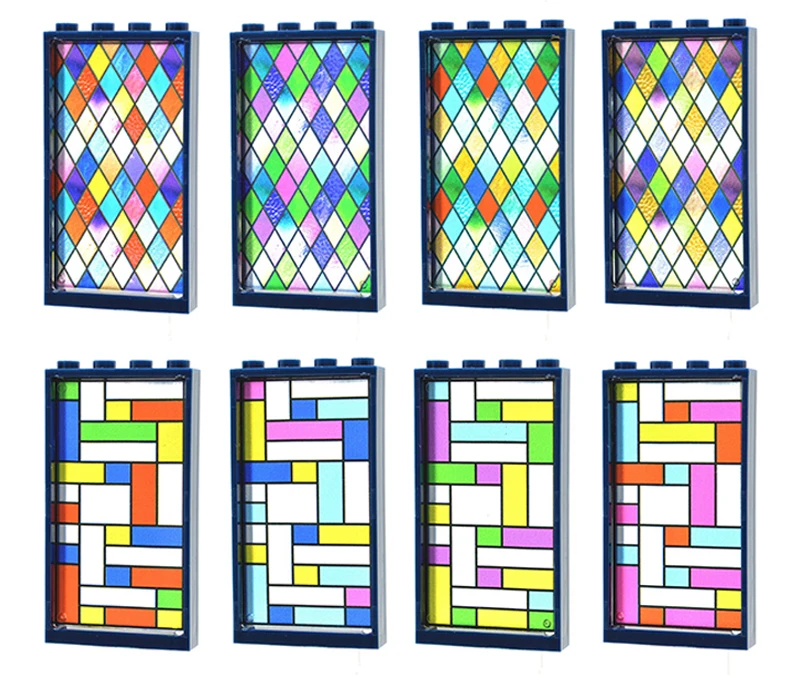 Multicolor Printed Glass for 1x4x6 Window Frame Building Blocks Toys MOC Bricks Decoration City House