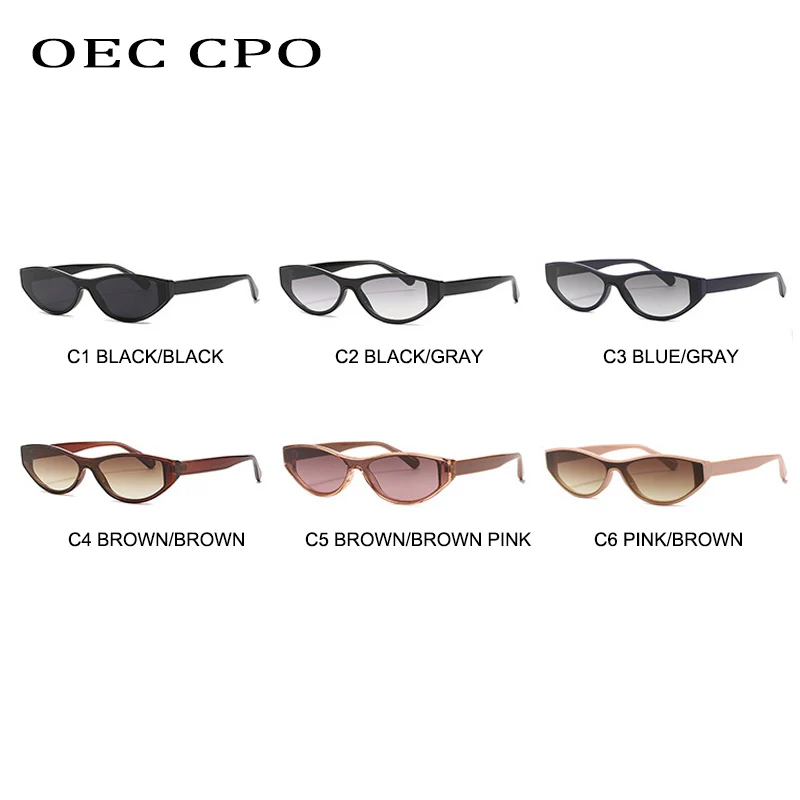 Oec cpo Mode kleine einteilige Sonnenbrille Frauen Vintage Cat Eye Sonnenbrille für weibliche Marke einzigartige Punk-Farben uv400 oculos