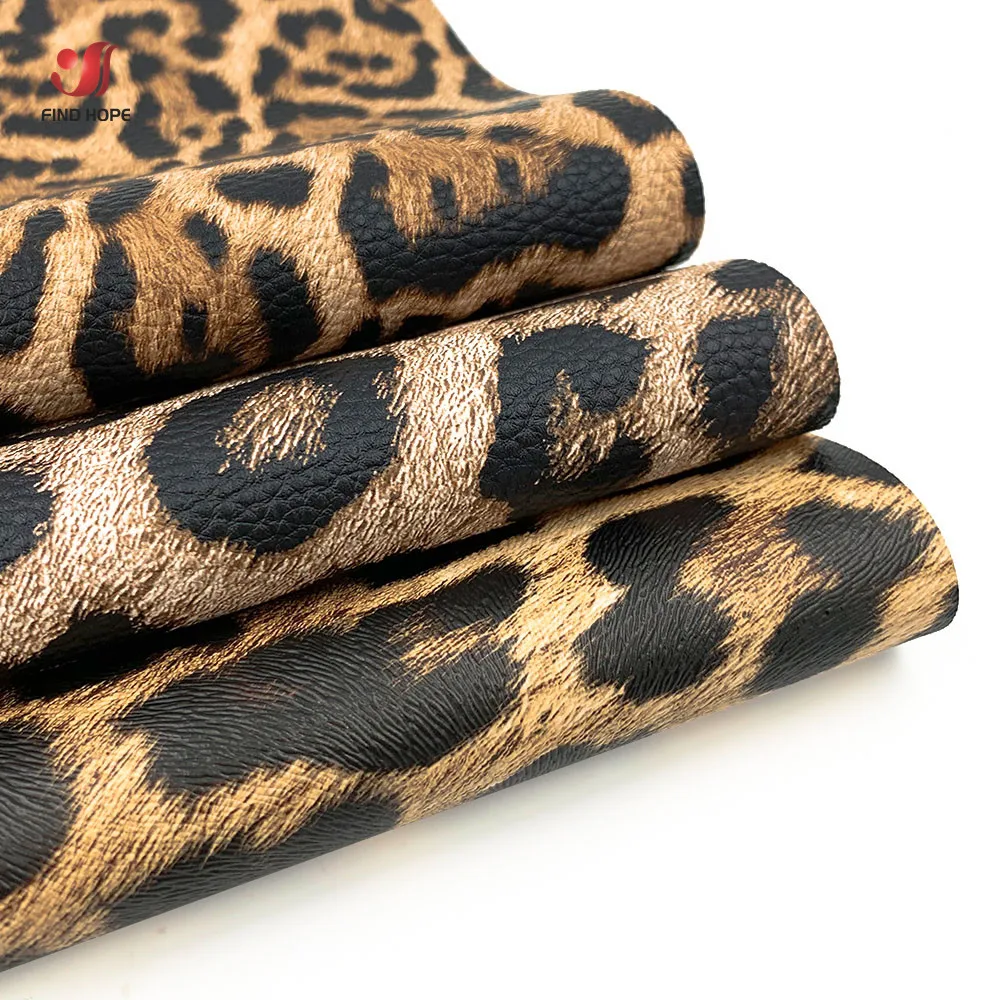 Leopardo impresso pu couro sintético tecido de costura alta qualidade couro para fazer bolsa casaco cabelo laços brinco decoração da boneca presente