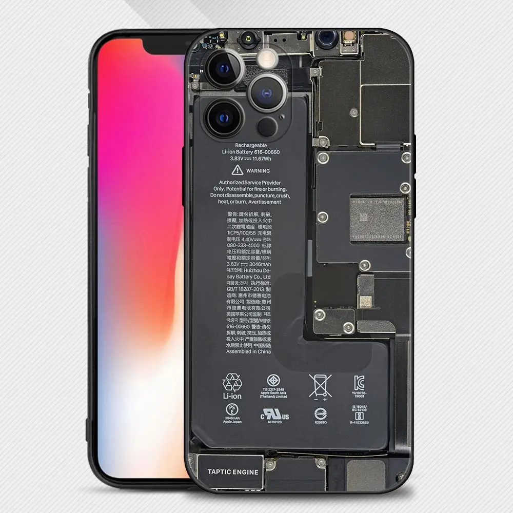 Inside motherboard Circuit board Case For Apple iPhone 15 14 14 13 12 11 Pro Max 13 12 Mini XS Max XR X 7 8 Plus Cover Shell