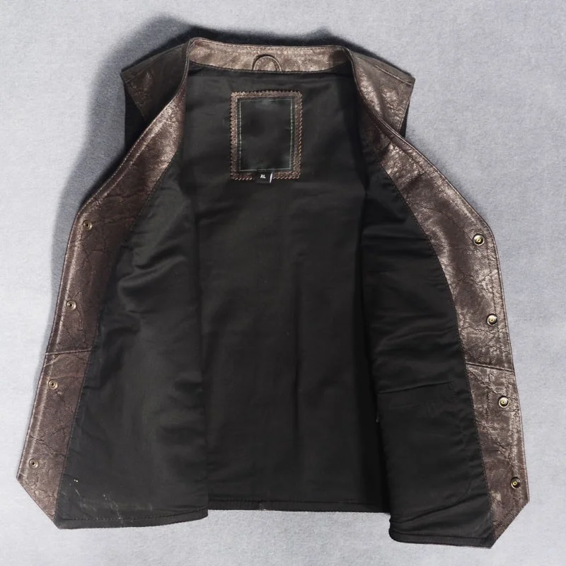 Mens Clasic Snakeskin Pattern Cow Genuine Leather Vest Slim Fit Single Breasted Sleeveless Jacket Spring Autumn Waistcoat Vests