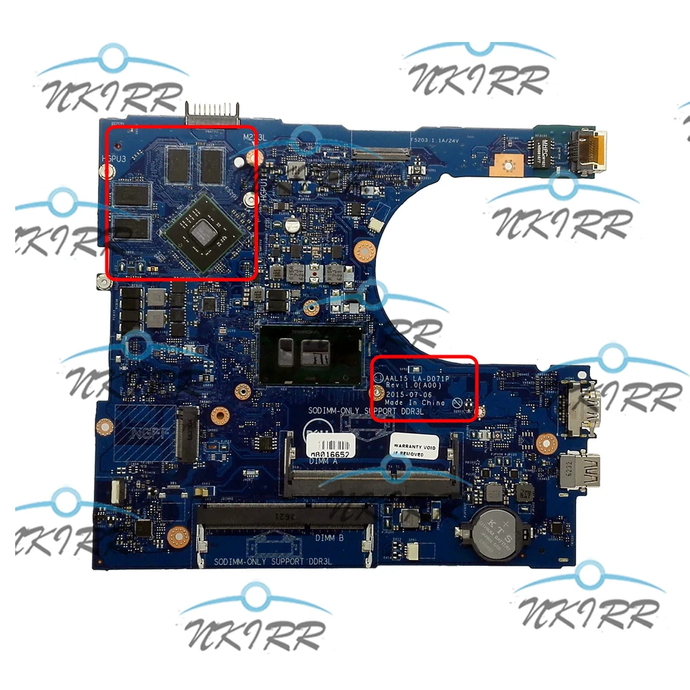 6th I7 I5 I3 AAAL15 LA-D071P F1J0W PX6JH YVT1C 3JXDM T66WJ 2P1DG VYVP1 DKK5C RV4XN 88XGN for Inspiron 5459 5559 5759 Motherboard