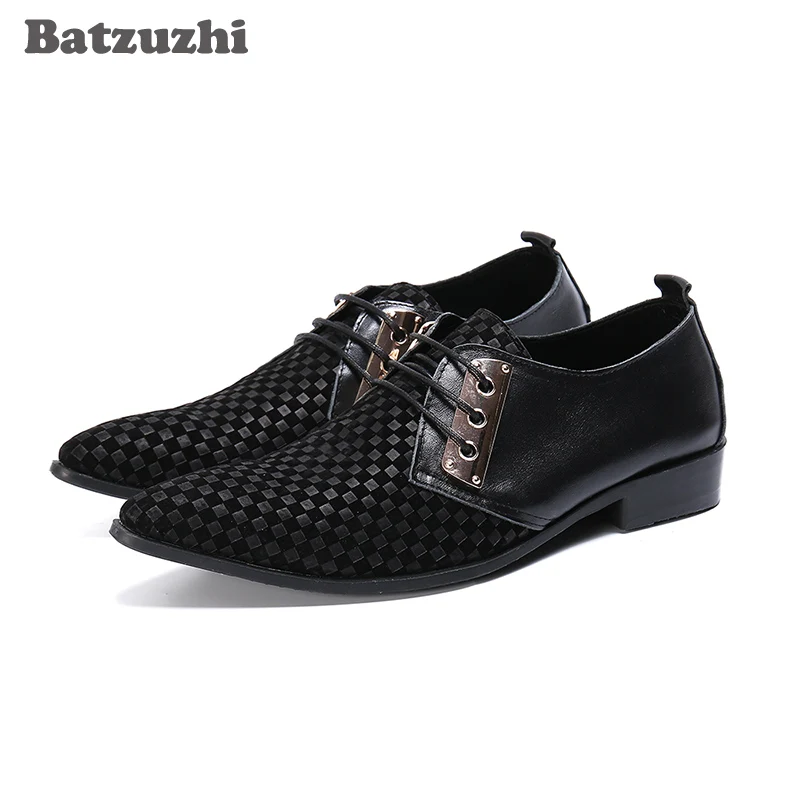 

Batzuzhi Men Shoes Pointed Toe Genuine Leather Dress Shoes Men Black Lace-up Formal Business Leather Shoes Zapatos Hombre