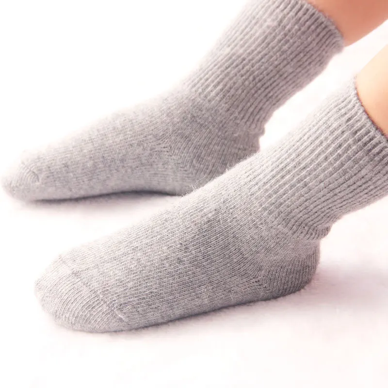 6 color Thickened  Warm Baby Socks Boys Girls Autumn Winter 1-6 year Wool Socks Cotton Loose Mouth Pure color Khaki  3pair