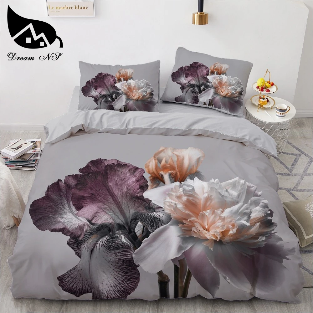 Imagem -04 - Sonho Ns3d Grande Rosa Flor Rosa Floral Conjuntos de Cama Casamento Capa de Edredão Folha Fronhas Conjunto de Cama